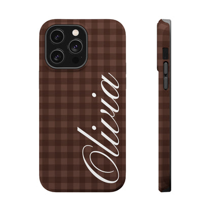 Custom Brown Gingham iPhone Case