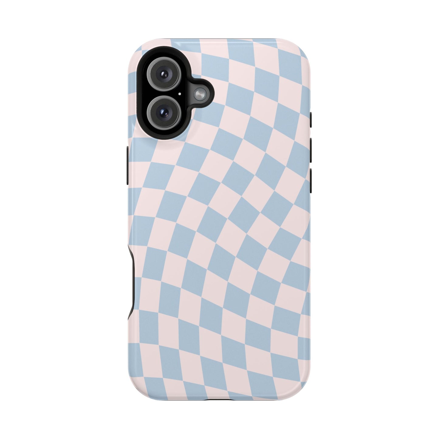 Pink & Blue Wavy Checkered iPhone Case