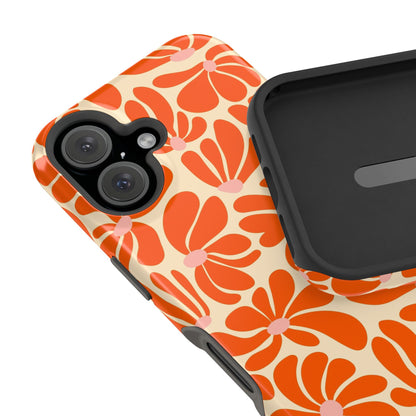 Orange Vintage Flowers iPhone Case