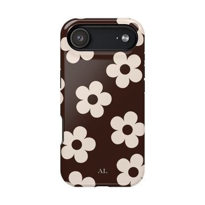 Custom Initials Cocoa Flowers iPhone Case