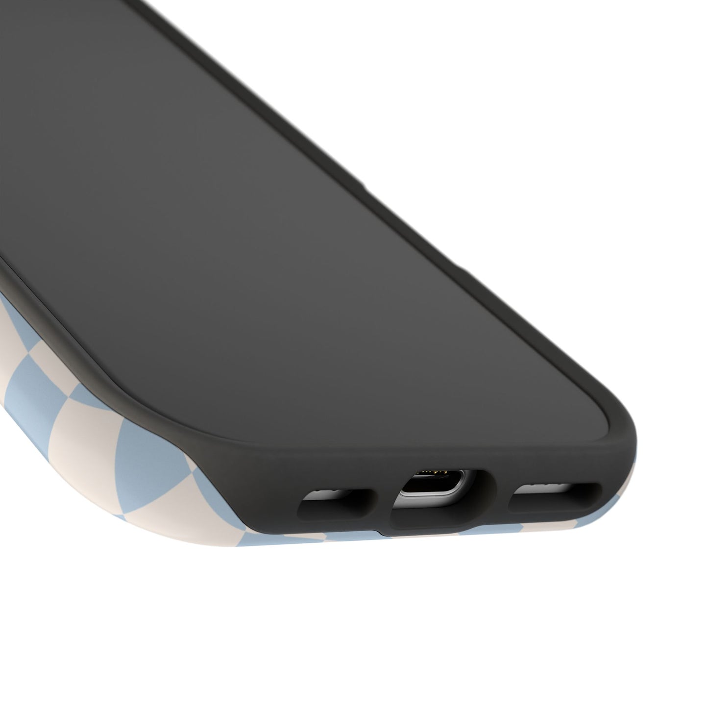 Blue & Beige Wavy Checkered iPhone Case