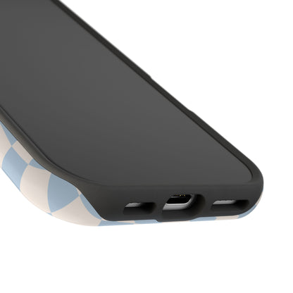 Blue & Beige Wavy Checkered iPhone Case