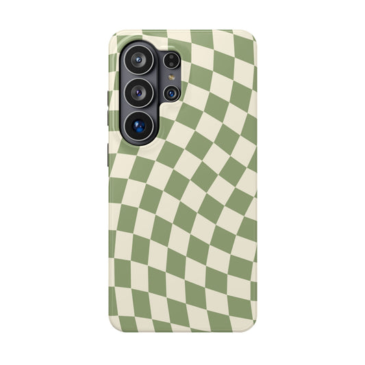 Green & Beige Wavy Checkered Samsung Case