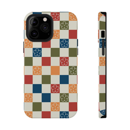 Vintage Flowers Checkered iPhone Case