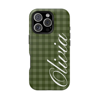 Custom Green Gingham iPhone Case
