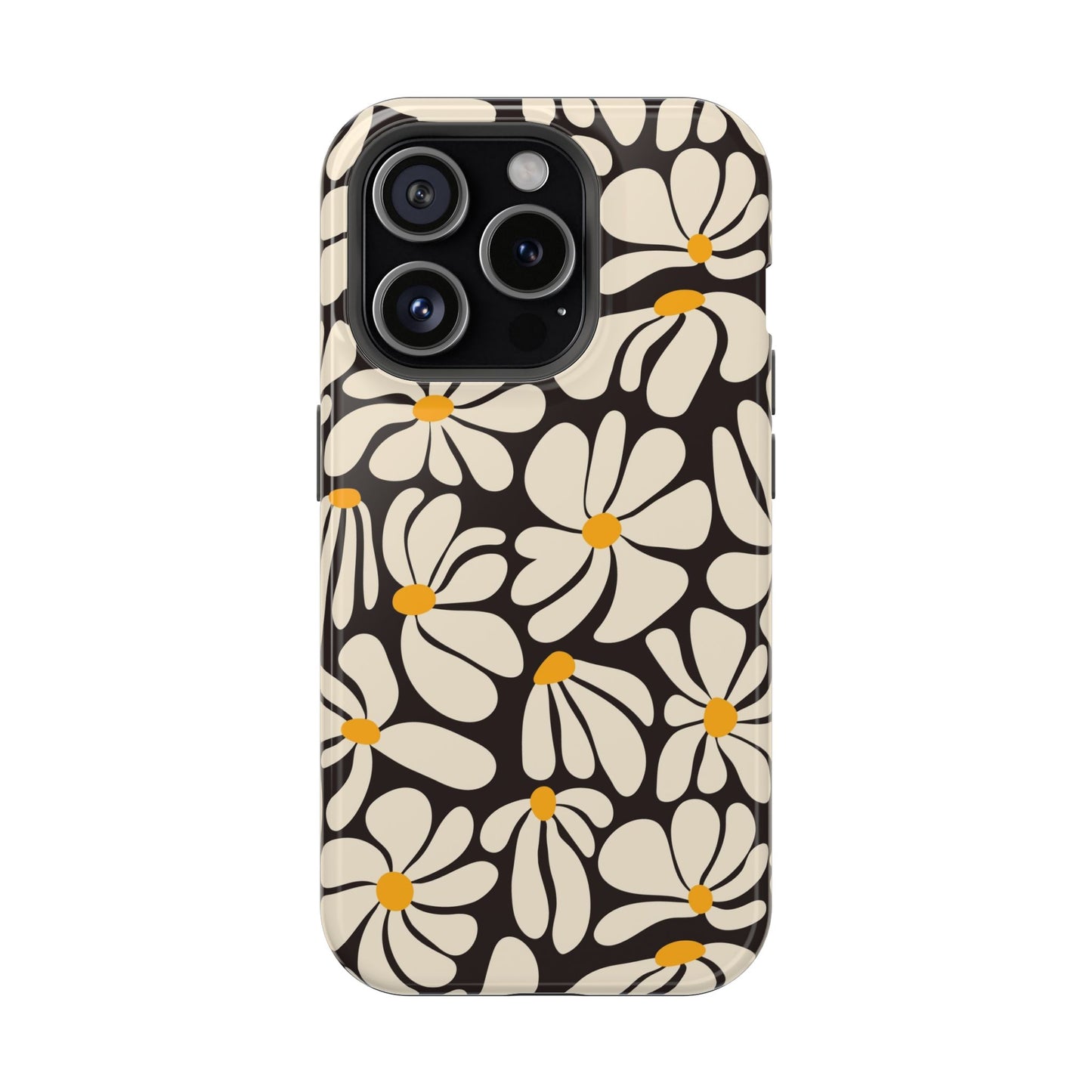 Black Retro Flowers iPhone Case