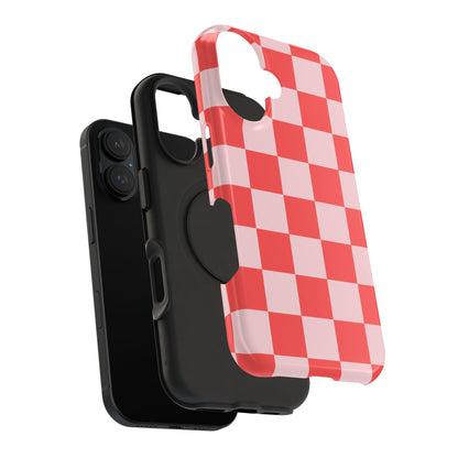 Red & Pink Checkered iPhone Case
