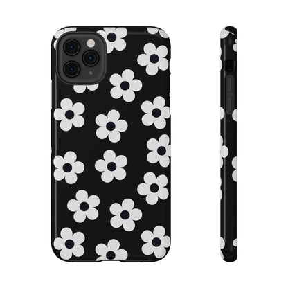 Black Retro Flowers iPhone Case