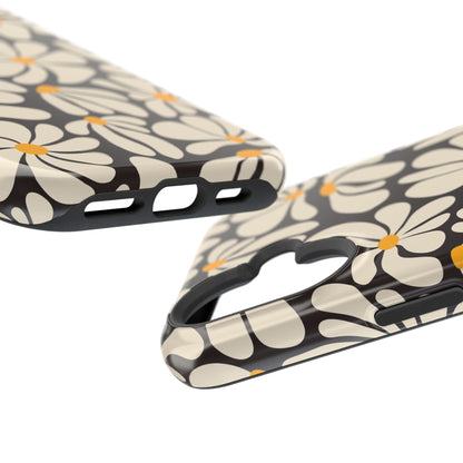 Black Retro Flowers iPhone Case