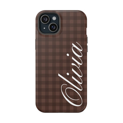 Custom Brown Gingham iPhone Case