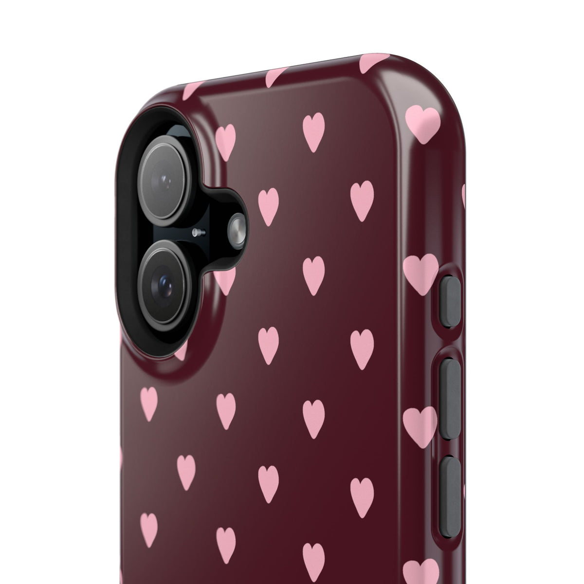 Burgundy & Pink Little Hearts iPhone Case