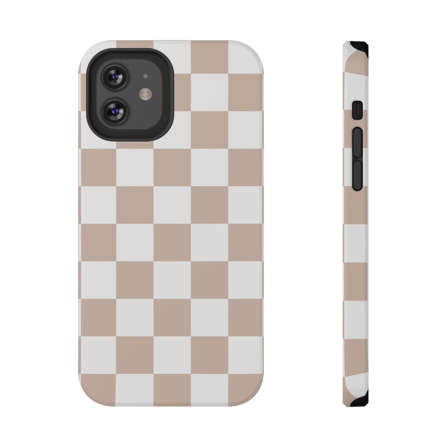 Beige & White Checkered iPhone Case