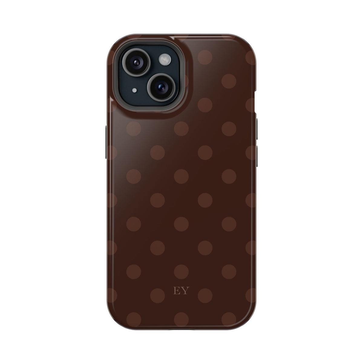 Custom Initials Mocha Polka Dots iPhone Case