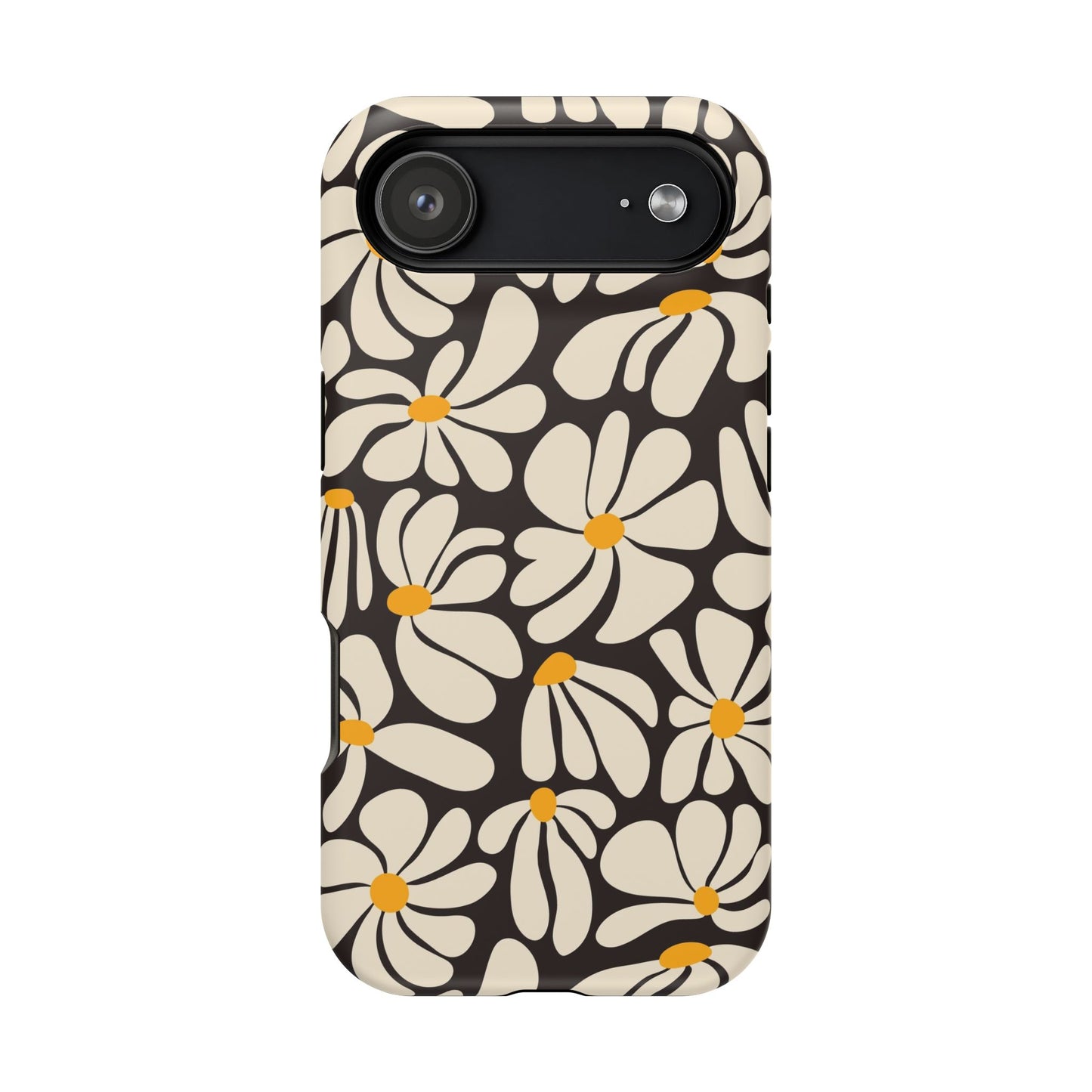 Black Retro Flowers iPhone Case