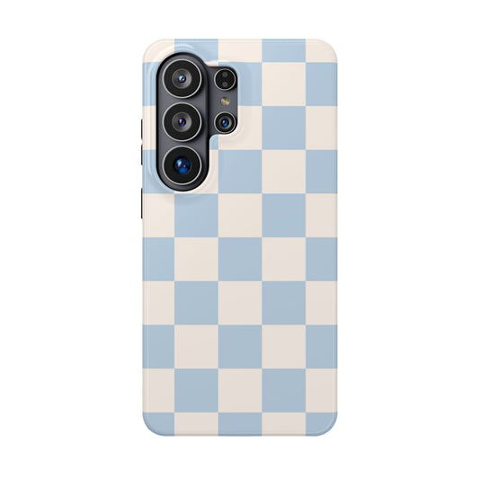 Light Blue & Beige Checkered Samsung Case
