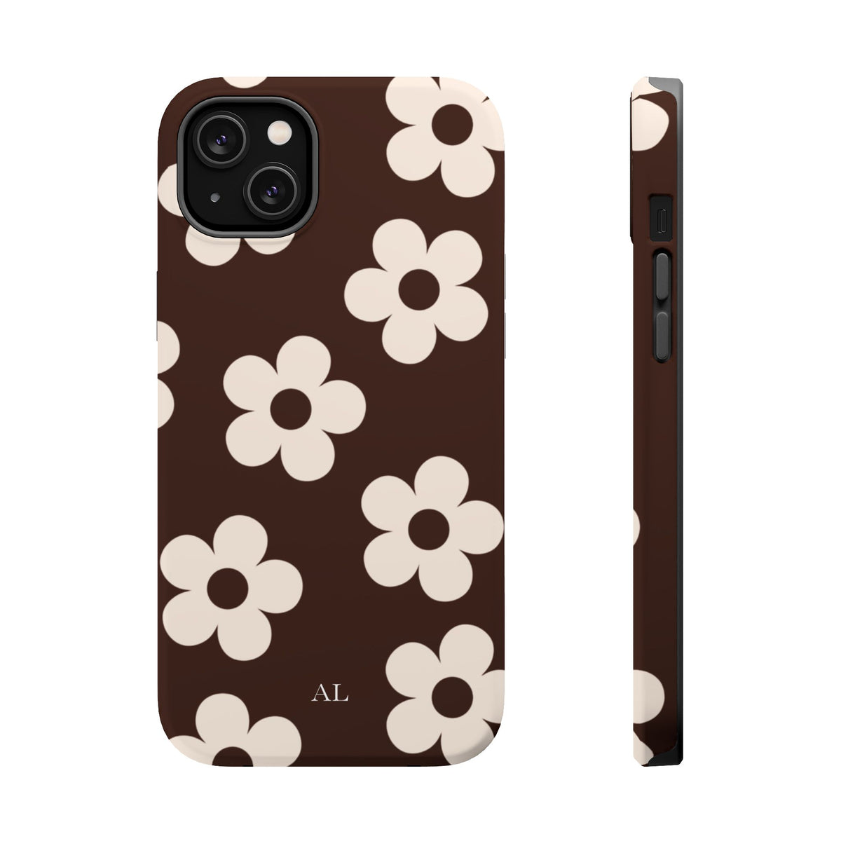 Custom Initials Cocoa Flowers iPhone Case
