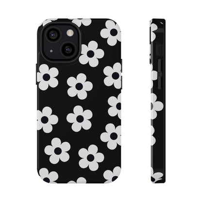 Black Retro Flowers iPhone Case