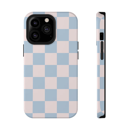 Light Pink & Blue Checkered iPhone Case