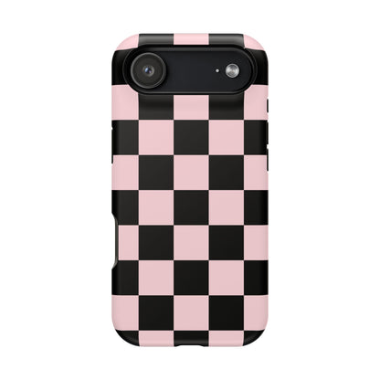 Pink & Black Checkered iPhone Case