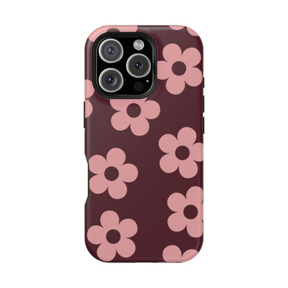 Burgundy & Pink Flowers iPhone Case