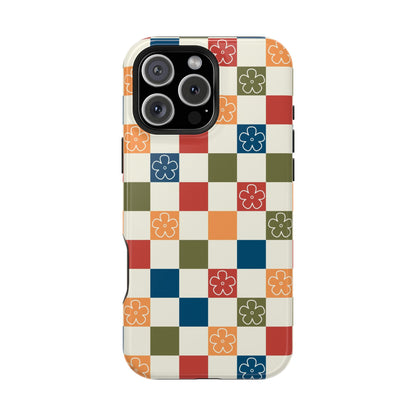 Vintage Flowers Checkered iPhone Case