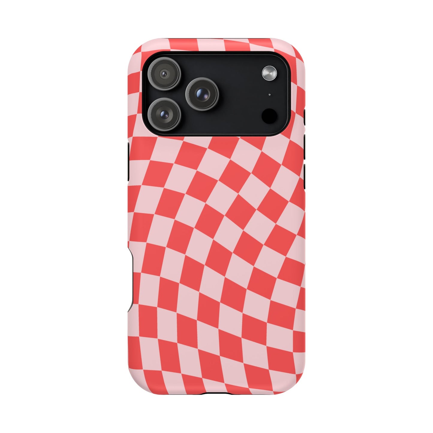 Red & Pink Wavy Checkered iPhone Case