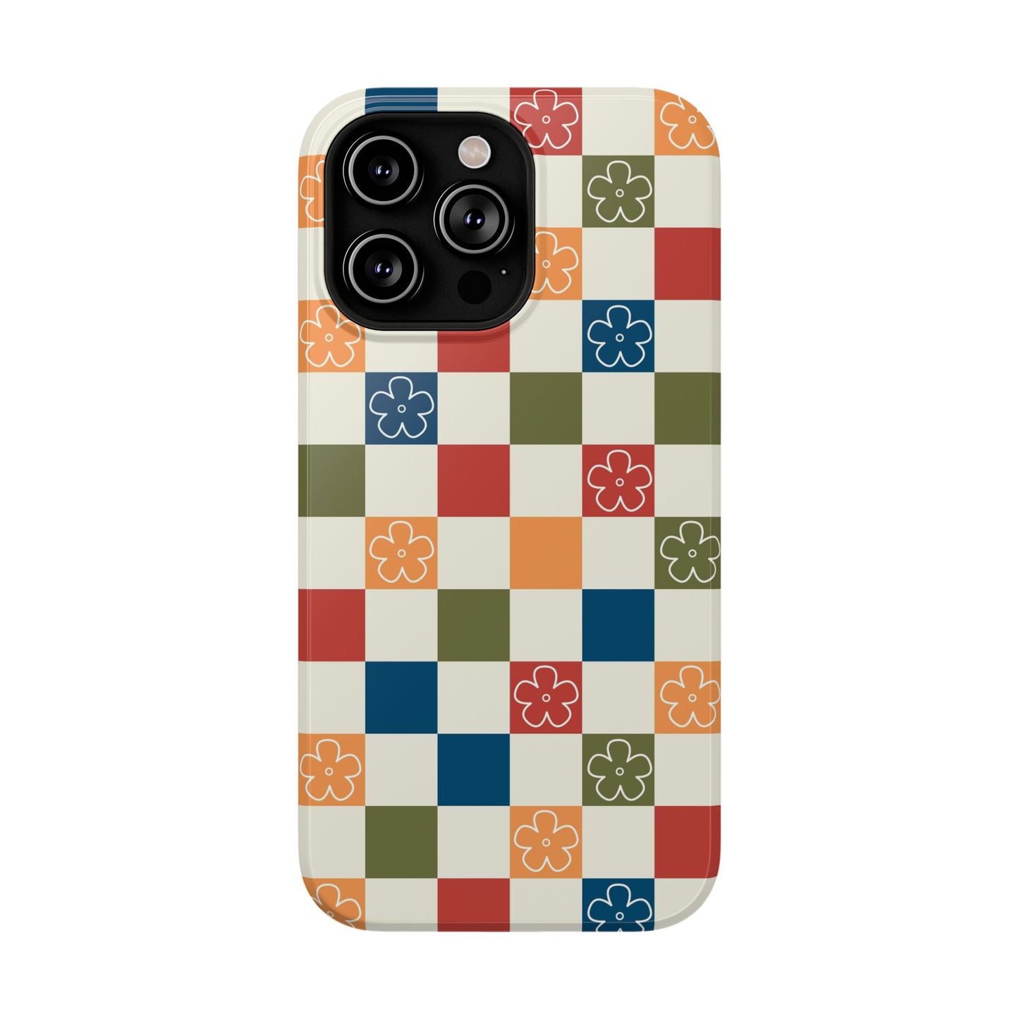 Vintage Flowers Checkered iPhone Case