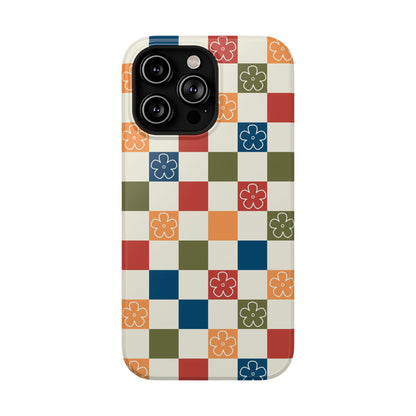 Vintage Flowers Checkered iPhone Case