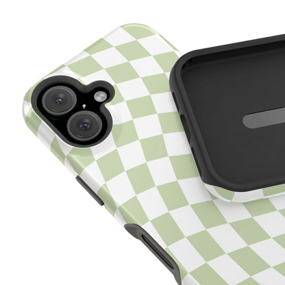 Light Green Wavy Checkered iPhone Case