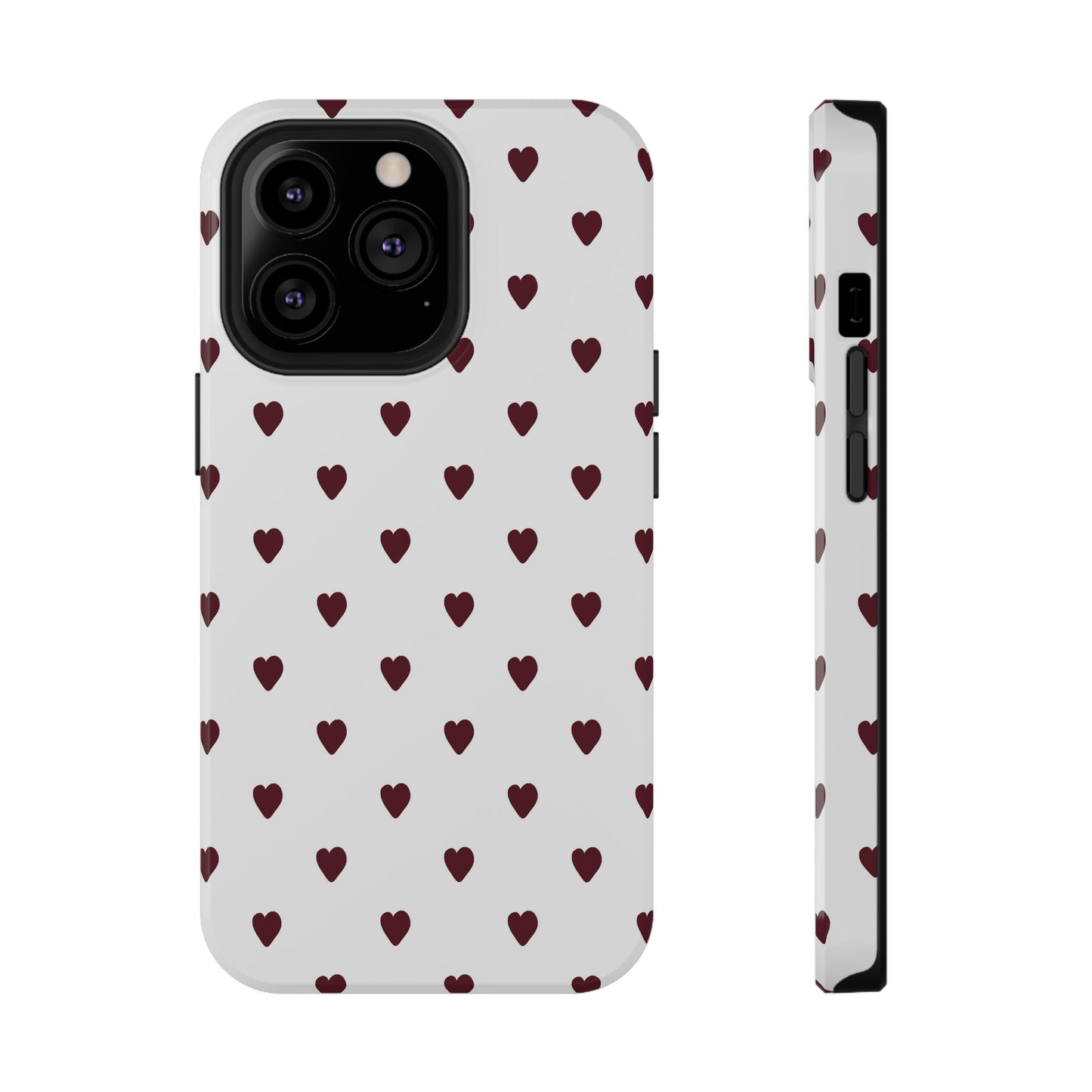 Burgundy Little Hearts iPhone Case