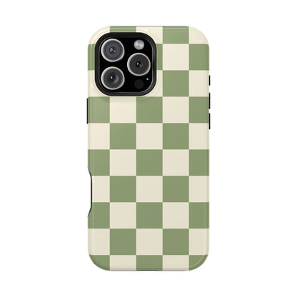 Green & Beige Checkered iPhone Case