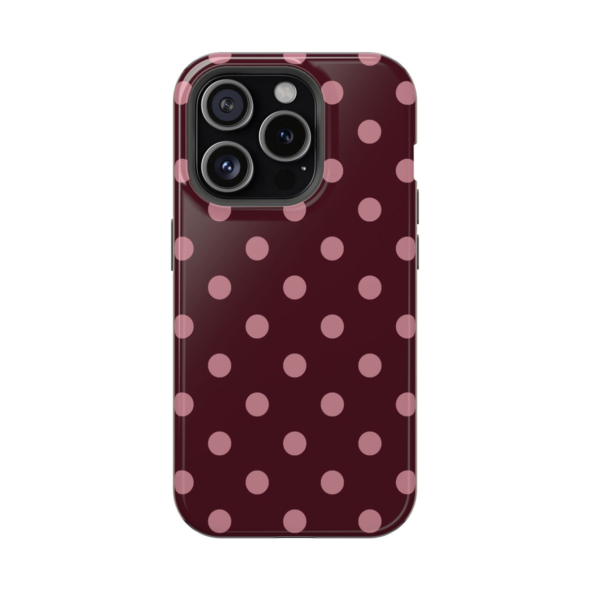Burgundy & Pink Polka Dots iPhone Case