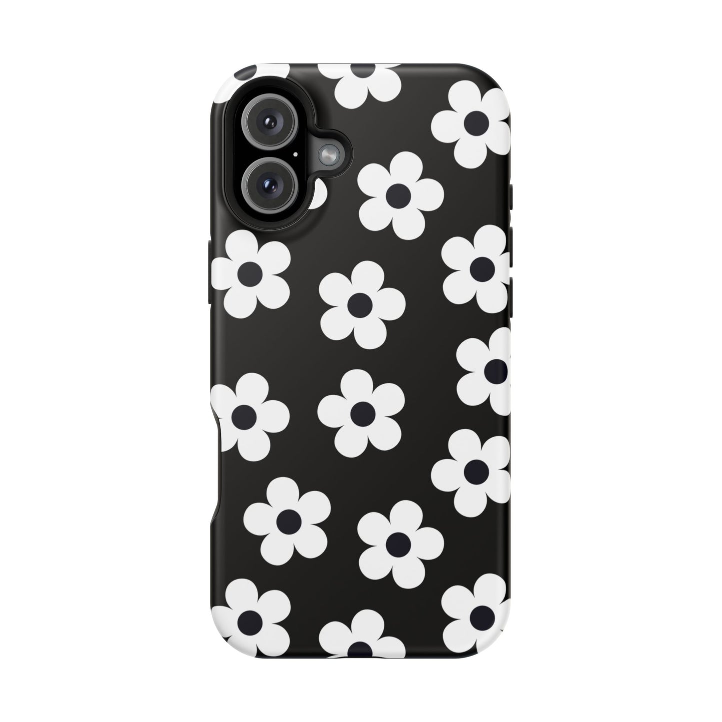 Black Retro Flowers iPhone Case