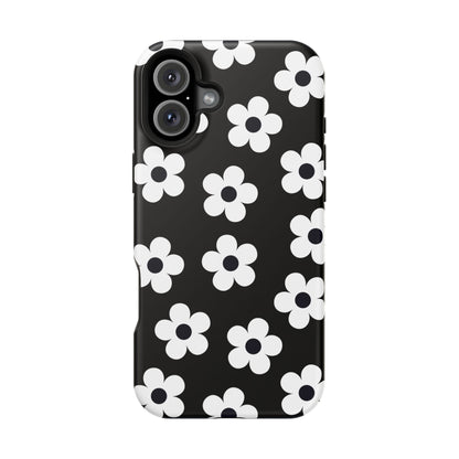 Black Retro Flowers iPhone Case