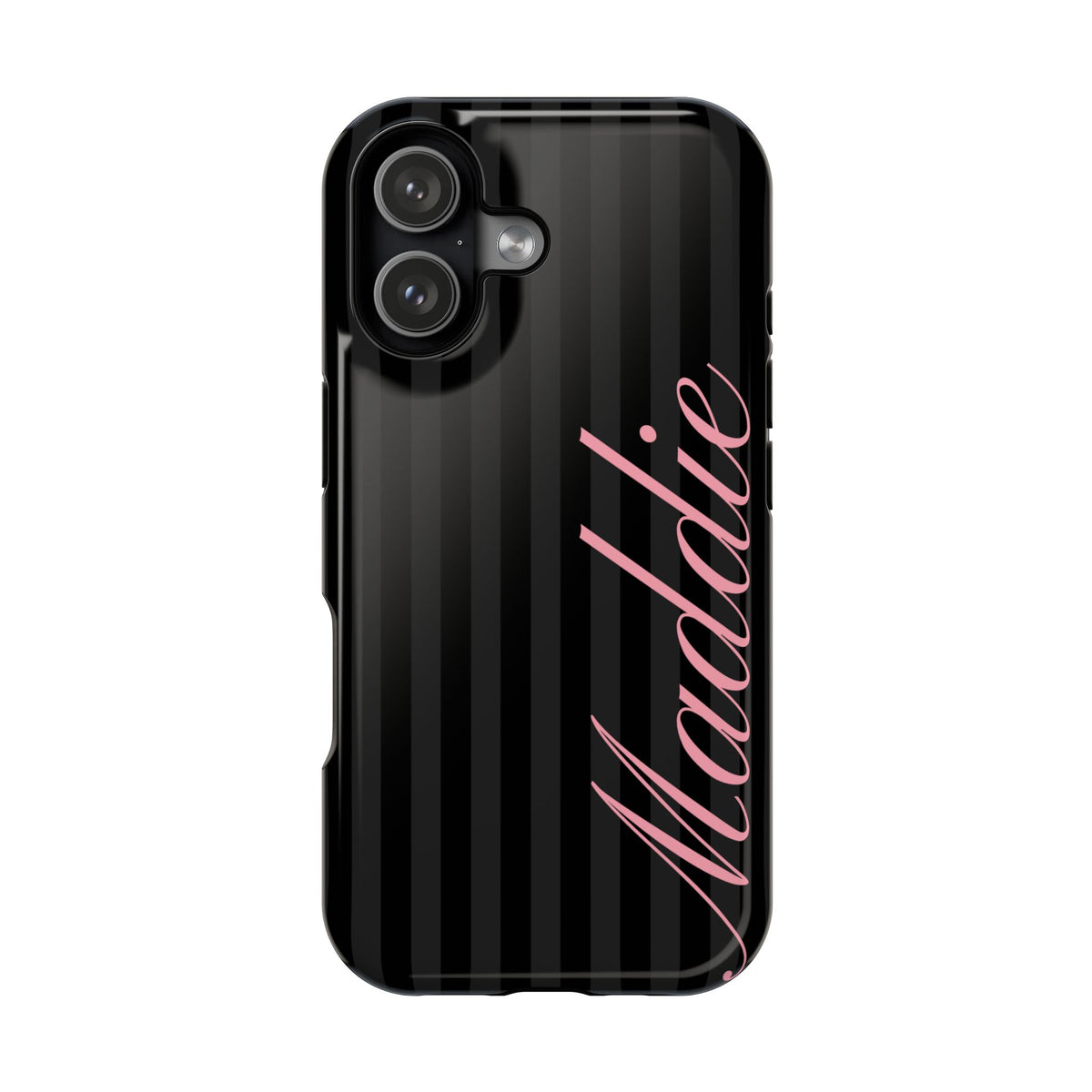 Custom Pink Black Stripes iPhone Case