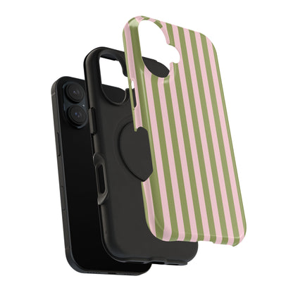 Pink Matcha Stripes iPhone Case