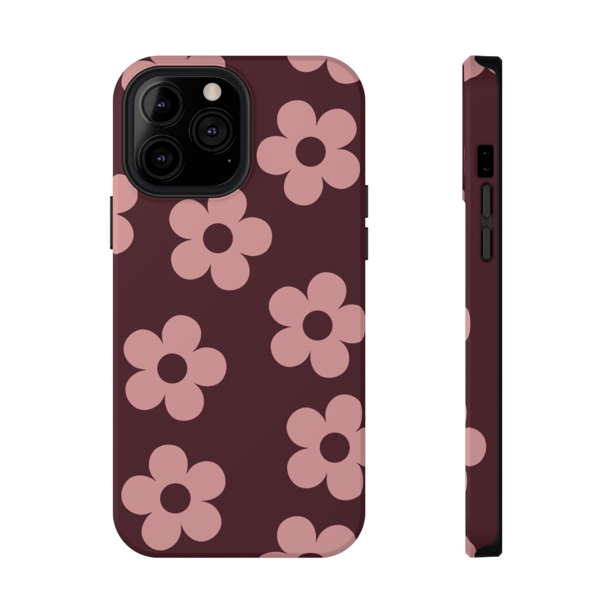 Burgundy & Pink Flowers iPhone Case