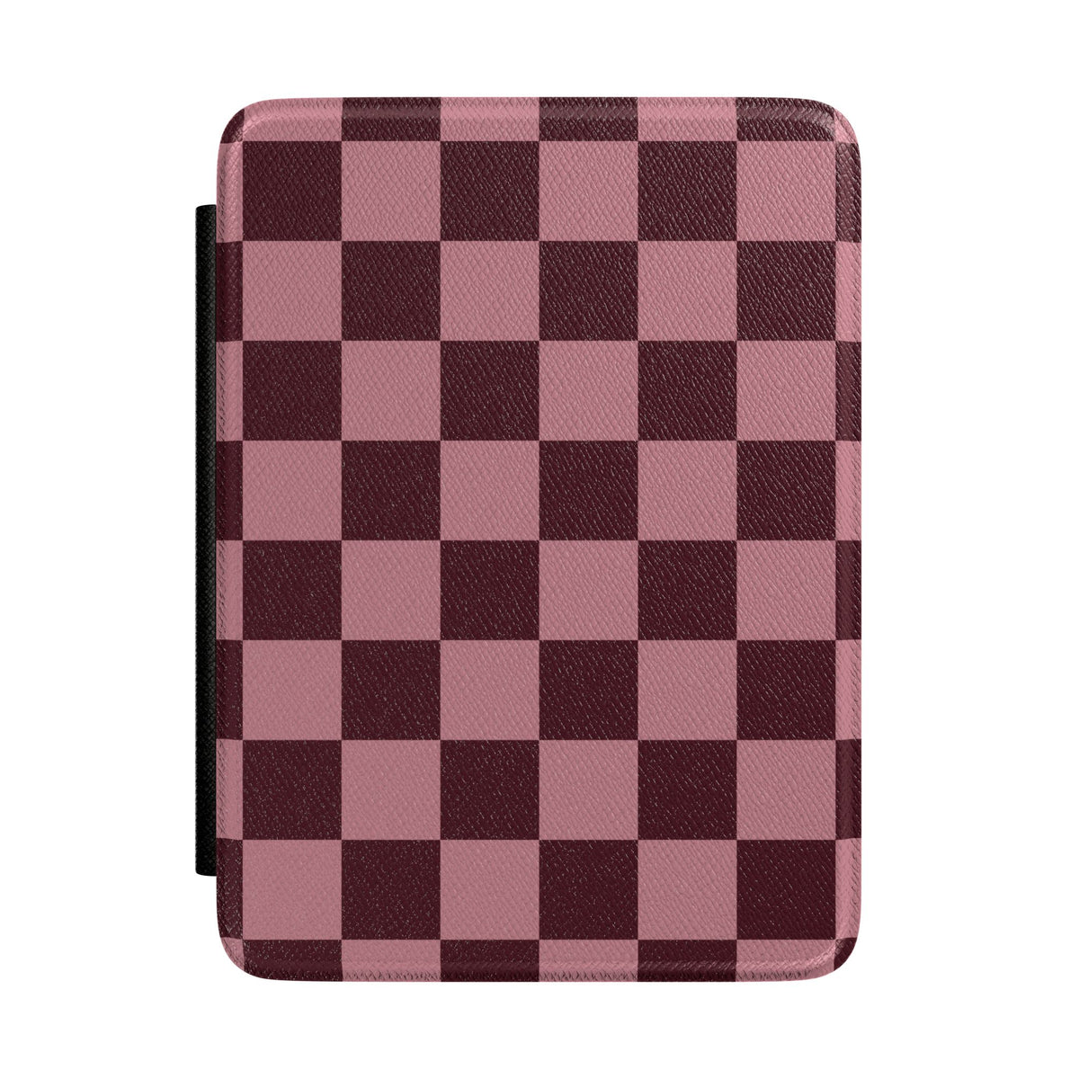 Burgundy & Pink Checkered Kindle Case