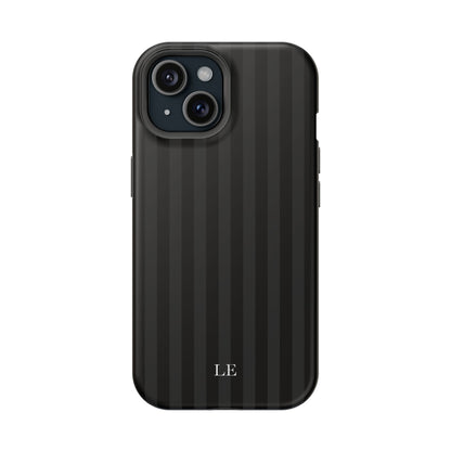 Custom Initials Black Stripes iPhone Case