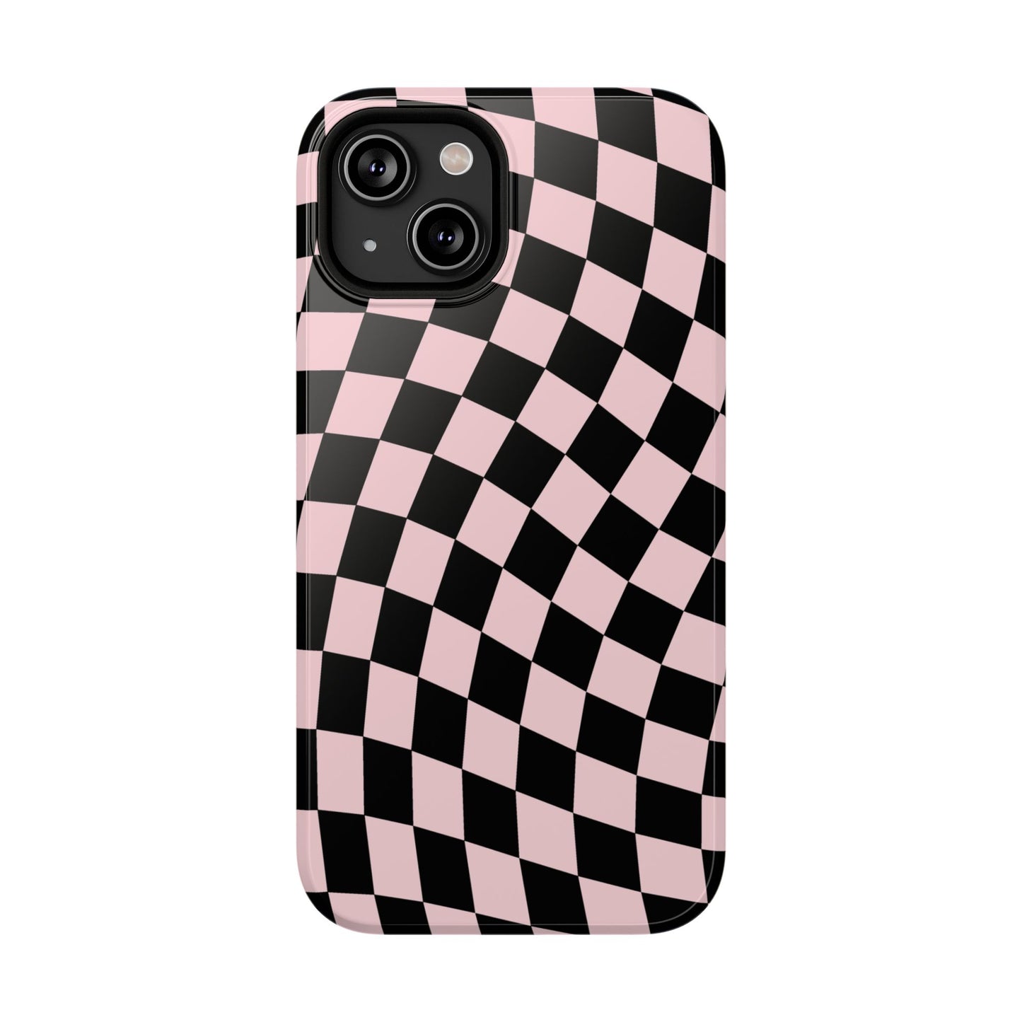 Pink & Black Wavy Checkered iPhone Case