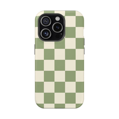 Green & Beige Checkered iPhone Case