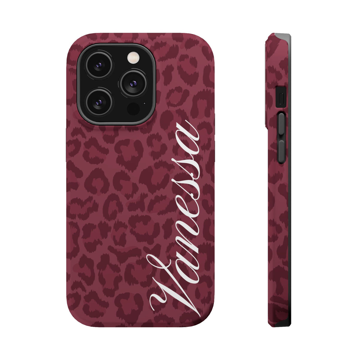 Custom Burgundy Leopard iPhone Case