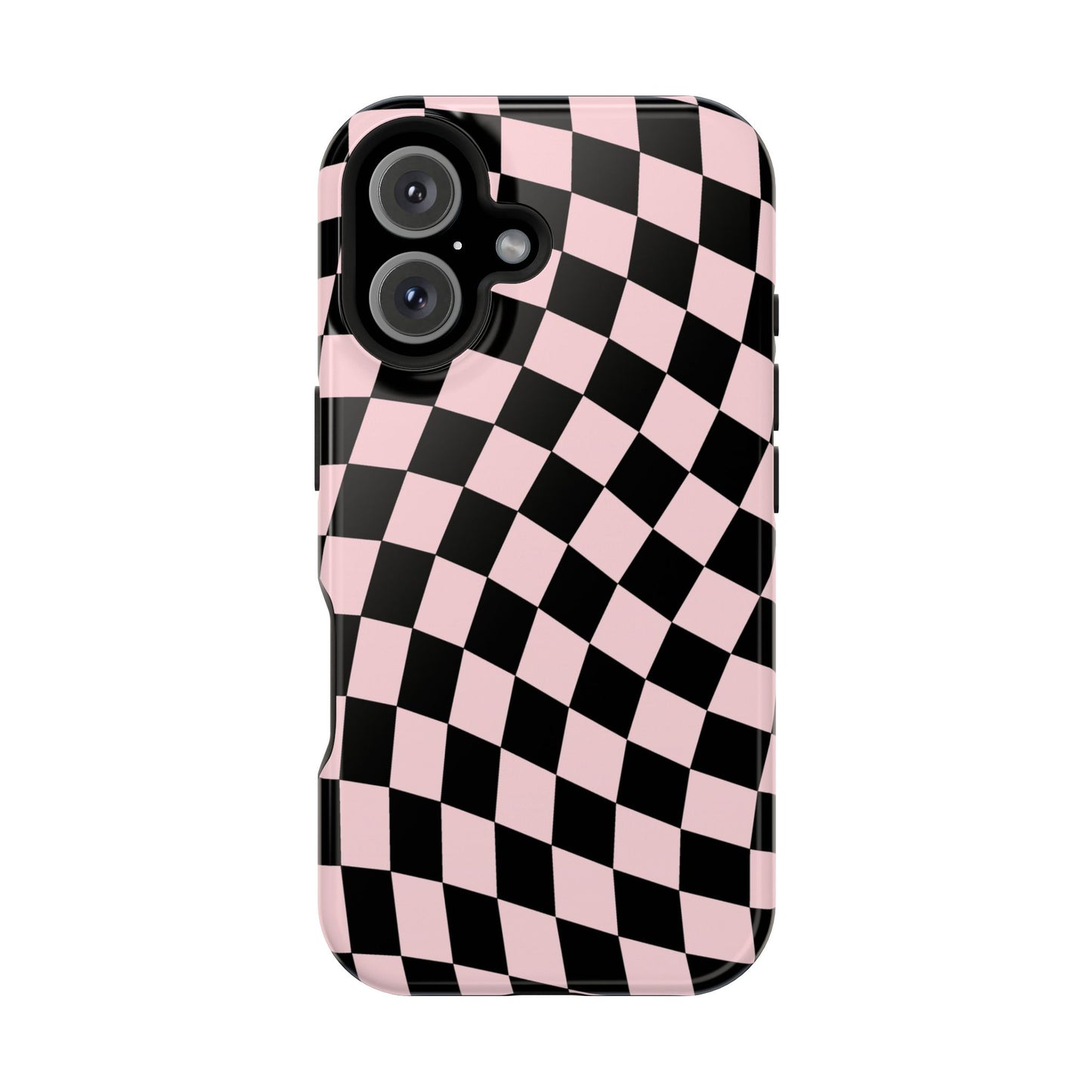 Pink & Black Wavy Checkered iPhone Case