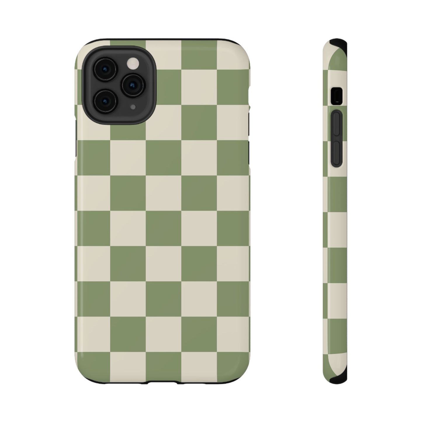 Green & Beige Checkered iPhone Case