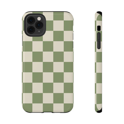 Green & Beige Checkered iPhone Case