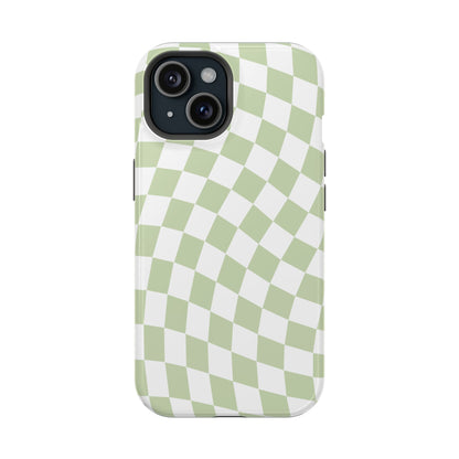 Light Green Wavy Checkered iPhone Case