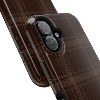 Custom Initials Cocoa Plaid iPhone Case