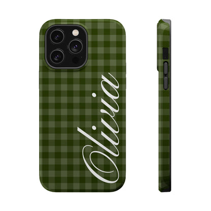 Custom Green Gingham iPhone Case