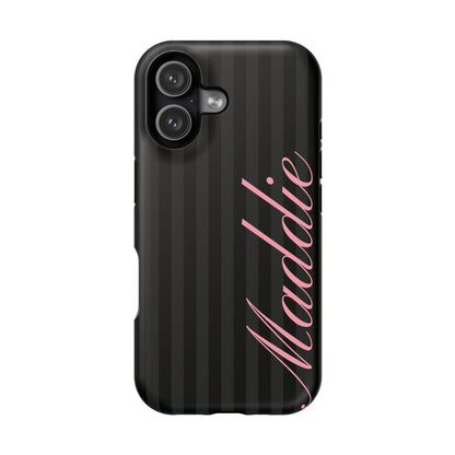 Custom Pink Black Stripes iPhone Case