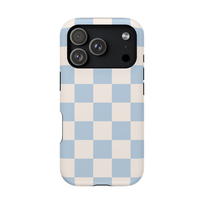 Light Blue & Beige Checkered iPhone Case